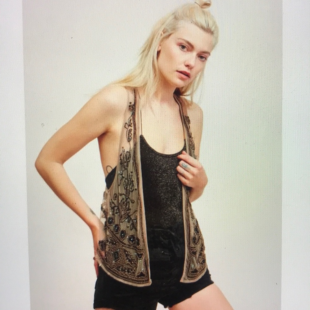 💕FREE PEOPLE BEADED MESH VEST ! 💕Never worn 💕
